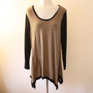 XXL Philosophy Black & Beige Striped Tunic